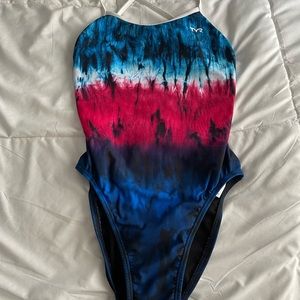 TYR Blue, Pink and White Tie-Dye One Piece Swimsuit